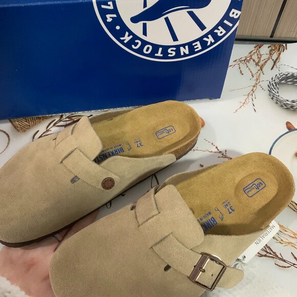 🥯🥯Birkenstock Boston Taupe Clogs Soft Footbed Narrow - Picture 5 of 5